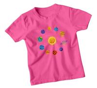 Solar System Planets Sun Mercury Earth Mars Jupiter Saturn Uranus Neptune Pluto Astronomy Educational Kids T-Shirt Boys Girls Space Tee 5-6 Years Fuchsia