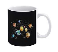 Solar System Planets Universe Galaxy Space On Black Funny White Ceramic Mug, Novelty Tea Coffee Cup 11 Oz, Gifts for Mom/Daughter/Son/Father on Birthday/Christmas/Anniversary
