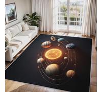 Solar System Rugs Living Room Large 200x290 cm, Universe Outer Space Planet Design Washable Area Rugs Bedroom Decor, Flannel Non Slip Short Pile Soft Floor Carpet ZY&L6