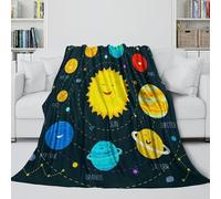 Solar System Soft Fuzzy Blanket - 3D Printed Blanket Gift for Son Daughter Grandson Granddaughter Friend - Fleece Throws for Bed Sofa Office Crib 40x50inch(100x130cm)