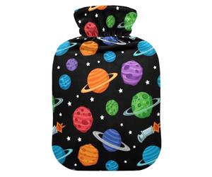 Solar System Space Black Hot Water Bottle with Cover for Pain Relief Hot Pack for Back Pain, 1L