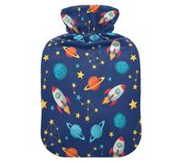 Solar System Space Blue Hot Water Bottle with Cover for Pain Relief Bed Warmer Hot Water for Pregnant Women, 2L