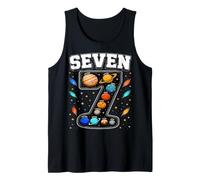 Solar System Space Plane 7yr 7th Birthday Seven Year Old Boy Tank Top