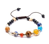 Solar System Universe Galaxy Bracelet for Men Women Handmade Creative the Eight Planets Guardian Star Natural Stone Beaded Adjustable Woven Bracelet for Birthday Festival Fashion Jewelry Gifts, Stone