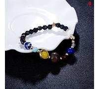 Solar System Universe Galaxy Eight Planets Bracelet Star Lava Reiki Natural Stone Beads Energy Adjustable Bracelet (Metal Color : B)