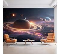 Solar System Wallpaper, Planet Outer Space Wall Mural for Living Room, Non-Woven Wall Paper for Bedroom 200X150cm, Photo Wallpaper Home Decor EL&D45