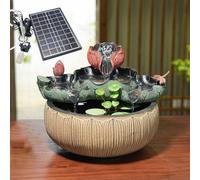Solar Tabletop Fountain, Circulating Fountain Water Feature, Outdoors Zen Cascading Garden Fountain, Table Top Garden Décor for Garden, Patio, Yard & Porch Decor(A)