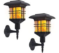 Solar Tiki Torch Lights Outdoor Waterproof LED Solar Flickering Flame Lights with Dusk to Dawn Auto On/Off Solar Powered Wall Lights for Garden Patio Yard Door Stairs 2 Pack