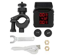 Solar Tire Pressure Monitoring System with LCD Digital Display and 6 Alarm Modes, Real Time Wireless TPMS for Motorcycles, Electric Vehicles and, USB Magnetic Charging and IP67