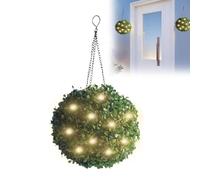 Solar Topiary Balls with LED Lights,Hanging Topiary Ball Lights Decorative,UV Resistant Faux Greenery with Warm White LEDs, Auto On/Off Outdoor Decor for Garden, Patio, Pathway, Wedding (24cm)