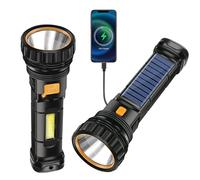 Solar Torch LED, USB Rechargeable Solar Torch, Solar Power Bank Torch with 3 Modes, LED Strobe Waterproof Torch, Torch Lamp Ideal for Fishing, Emergency, Outdoor, 2 Packs