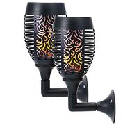 Solar Torch Lights 51 LED Dancing Flickering Flame Effect - Wall Outdoor Lights Garden, Fence, Door, Shed, Lamp, Pathway Garden Spotlights - Weather Resistant (2 Lights)