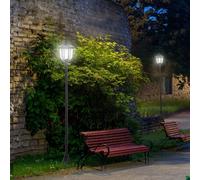 Solar Torch Lights Post Lamp Outdoor Garden Decoration 6 LED Auto On/Off Outsunny Black One Size