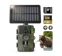 Solar Trail Camera 8K 30FPS, 60MP Bluetooth WiFi Game Camera, APP Control Trail Cam, 120° Detection Angle/Night Vision/0.1S Trigger Motion Activated/IP66 Waterproof, Deer for Wildlife Farm