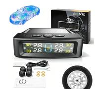 Solar Trailer Tire Pressure Monitoring System, Wireless External Sensors, Real-Time Pressure & Temperature Alerts, Long Signal Range, Solar & USB Charge, Easy Install (A External)