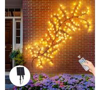 Solar Tree Branches Light for Wall: 7.8 Ft 144 LED Vines with Fairy Lights Solar Powered - IP65 Waterproof String Lighting with Remote for Outdoor Garden Patio Yard Porch Party Decor