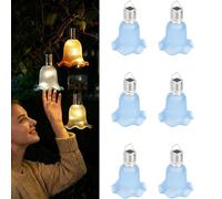 Solar Tulip Outdoor String Lights Flower Small Waterproof Fairy Light Garden Decorative Outside Blue Light up Tulips with Hook Spring Yard Path Fence Party Decor (Blue*6 Pcs)