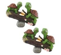 Solar Turtles Garden Ornament with Lights - Pack of 2-26cm/10 inch Outdoor Turtles on a Log Statue with Light-Up Shells, Decorative Figurine for Patio, Balcony, Yard, Lawn