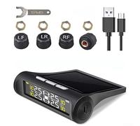 Solar Tyre Pressure Monitoring System, Wireless Solar Large Display Tyre Pressure Monitor, LCD Display Tire Pressure Auto with Four External Sensors