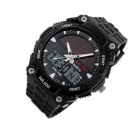 Solar Uhr Herren - 44mm Digitale Multifunktions Armbanduhr | ABS PU Outdoor Sport Uhr 50m Wasserdicht Mit Datum Dualzeit Timer Alarm Für Fitness Arbeit Alltag Geschenk