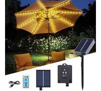 Solar Umbrella Light Outdoor,Solar Powered Patio LED Umbrella Light,8-Mode Clip and Ground Plug USB Charging,Remote Control,Umbrella Light for Beach Tent Camping Garden Party Indoor or Outdoor Use (B)