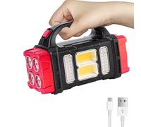 Solar USB Rechargeable LED Flashlight with COB Sidelight Multi-Mode Portable Searchlight for Camping Hunting Boating Emergencies
