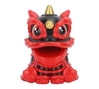 Solar Wake Lion Ornament, Cute Automatic Nodding Decoration (Black)