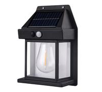 Solar Wall Lanterns Outdoor, Wireless Dusk to Dawn Lantern Motion Sensor LED Sconce Lights IP65 Waterproof, Garden Vintage Front Porch Security Lamps Wall Mount Patio Fence (L Black)