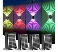 Solar Wall Lights, Up and Down Lighting Solar Outdoor Light Waterproof IP65, Solar Fence Light for Yard Garden Garage Pools Deck (2LED-Multi-Colored, 4PACK)