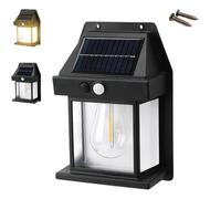 Solar Wall Lights - Vintage Style with Smart Motion Sensor, Waterproof Solar Wall Lights Outdoor Dusk to Dawn, IP65 Dawn LED Sconce, Lantern for Patio Yard Garden (Black)