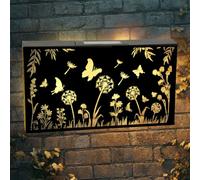 Solar Wall Panel Butterfly Design, Garden Light Wall Art Decoration, Metal Outdoor Eco Lighting LED Hanging Ornament, 25cm x 48cm