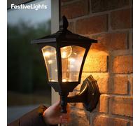 Solar Warm White LED Lantern Lamp Security Welcome Outdoor Garden Wall Light