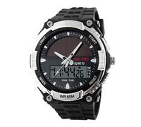 Solar Watch - Waterproof Digital Electronic Student Wristwatch | Solar Powered Luminous Time Display with Timer Alarm Date | Outdoor Sports Watch - Men Boys Casual Fitness