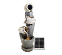 Solar Water Feature, 3-Tier Cascading Jar with Battery Backup - Solar Powered Garden Fountain, No Wiring or Running Costs, Outdoor Patio & Lawn Décor