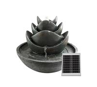 Solar Water Feature, 3-Tier Lotus with Battery Backup - Solar Powered Garden Fountain with LED Light, Self-Contained Outdoor Feature, No Wiring or Running Costs