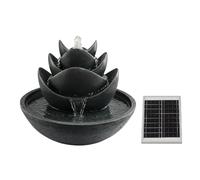 Solar Water Feature, 3-Tier Lotus with Battery Backup - Solar Powered Garden Fountain with Warm White LED Light, Self-Contained Outdoor Feature, No Wiring or Running Costs