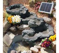 SOLAR WATER FEATURE STREAM WATER FEATURE WITH LED LIGHT 230V STONE DESIGN ORNAMENTAL FOUNTAIN CASCADE WATERFALL OUTDOOR FOUNTAIN FOR GARDEN BALCONY & HOME ENJOY THE LIFE