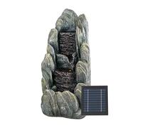 Solar Water Feature, Tiered Cascading Rock with Battery Backup - Solar Powered Garden Fountain, Self-Contained Design, No Wiring or Running Costs, Outdoor Patio & Lawn Décor