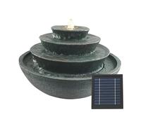 Solar Water Feature, Tiered Stacked Bowl with Battery Backup - Solar Powered Garden Fountain, Self-Contained Design, No Wiring or Running Costs, Outdoor Patio & Lawn Décor
