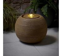 Solar Water Fountain Feature Outdoor Garden Ornament LED Lights Round Ribbed