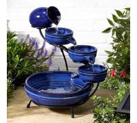 Solar Water Fountain Feature Pump Garden Ceramic Decor Waterfall Bird Bath