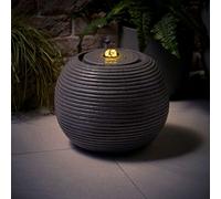 Solar Water Fountain Feature Round Ribbed Ball Garden Light Outside Ornament