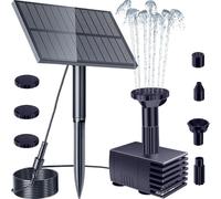 Solar Water Fountain for Bird Bath, Solar Pond Pump with 6 Nozzles Filter Solar Powered Water Features for the Garden, Small Pond jn