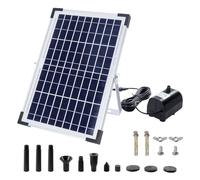 Solar Water Fountain Pump Kit 10W, 1350L/H Solar Pond Fountain DIY Water Feature with 8 Nozzles and 5M Cord for Garden Ponds Stream Waterfall Pool, Water Height Up to 1.5m