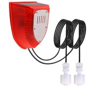 Solar Water Level Sensor, High/Low Water Level Alarm with Dual Probe, 129 dB Red Strobe Siren with Adjustable Volume, Bobber Water Detector, 16.4ft Detect Cord, IP55 Waterproof for Indoor /Outdoor