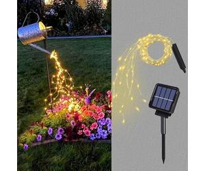 Solar Waterfall Fairy Bunch Lights Outdoor Waterproof LEDs 8 Modes Watering Can Light, Solar Powered String Lights Firefly Vine Christmas Tree Garden Decorations Gardening Gifts for Mom (Multicolor)
