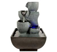 Solar Waterfall Fountain with Crystal Ball, Led Lights, Resin Tabletop Zen Fountain, 5-Tier Rock Water Feature for Home Office
