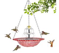 Solar Waterfall Hanging Bird Bath, Solar Cascade Hanging Bird Bath Fountain, Hanging Water, Wireless Outdoor Bird Feeder for Garden, Patio & Wildlife Enthusiasts (Pink-Double Solar)