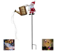 Solar Watering Can Lights Outdoor,Christmas Santa IP65 Waterproof Metal Garden Decor with LED Light - Hanging Solar Kettle Light Patio Lawn Pathway Decoration Gift for Backyard,Lawn,Patio (Yellow)