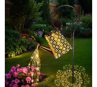Solar Watering Can Lights Outdoor Garden Ornaments LED Solar String Lights Waterproof Fairy Waterfall Light Retro Metal Hanging Lantern Gardening Lamp for Yard Lawn Pathway Decoration Gardening Gifts